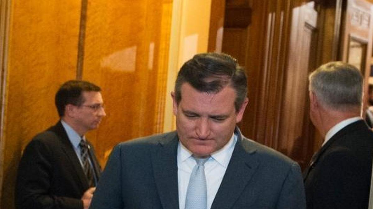 Sen. Ted Cruz, R-Texas., leaves the Senate Chamber after the Senate failed to pass a measure to repeal parts of former President Barack Obama's health care law, on Capitol Hill in Washington, Friday, July 28, 2017.