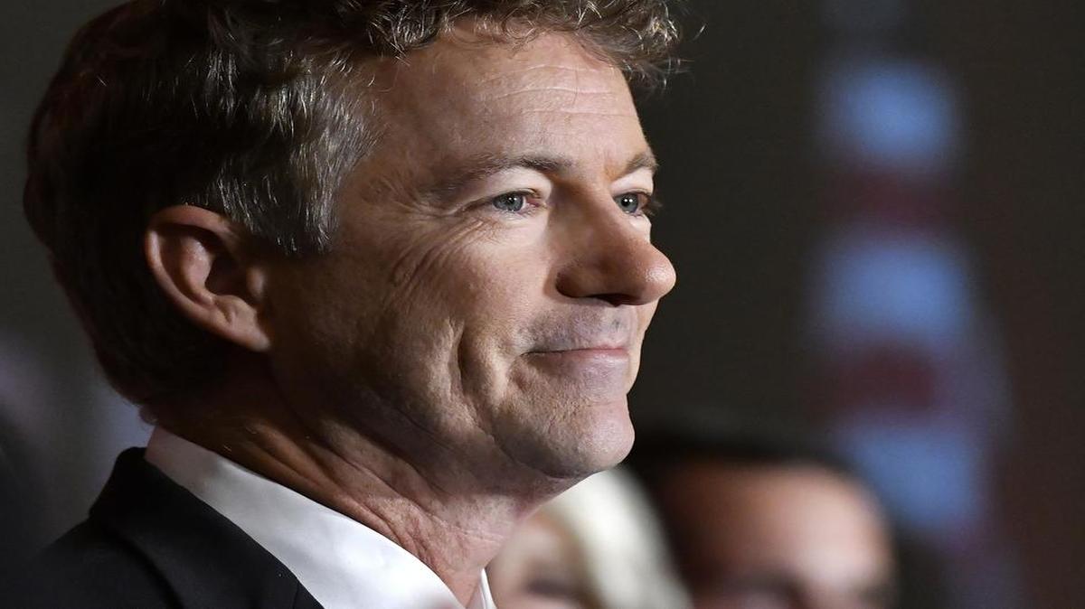Sen. Rand Paul, R-Ky., smiles at the crowd during his victory celebration, Nov. 8, 2016, in Louisville, Ky.
