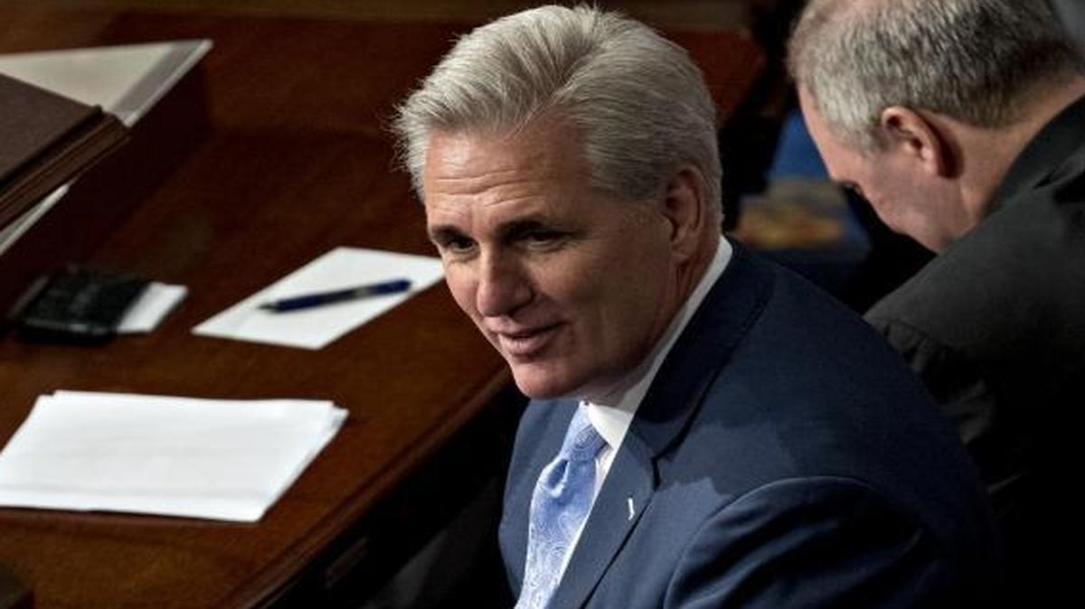 House Majority Leader Kevin McCarthy, a Republican from California, sits in the House Chamber at the U.S. Capitol in Washington, D.C., U.S., on Tuesday, Jan. 3, 2017. Andrew Harrer/Bloomberg