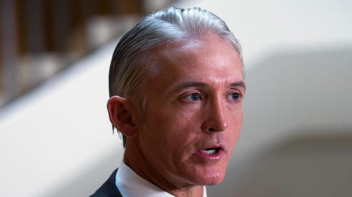 
House Select Committee on Benghazi Chairman Trey Gowdy, R-S.C., talks with the news media on Capitol Hill in Washington, Friday, Sept. 4, 2015. (AP Photo/Cliff Owen)
