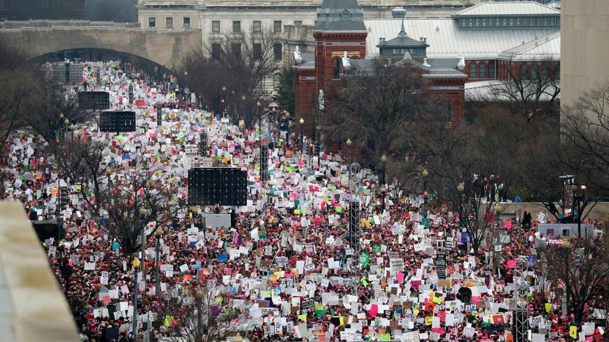 A crowd fills Independence Avenue during the Women's March on Washington, in Washington.
