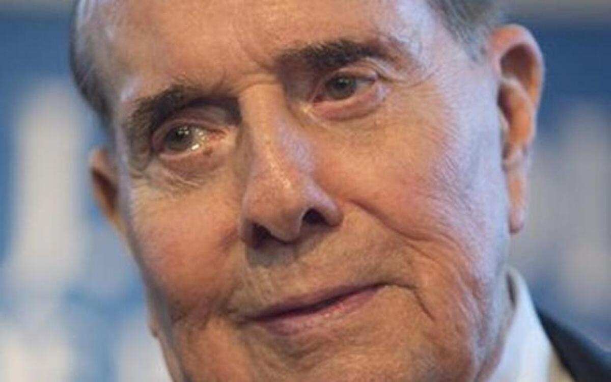 Former Sen. Bob Dole, R-Kan., in April 2014 at the Dole Institute at the University of Kansas in Lawrence.