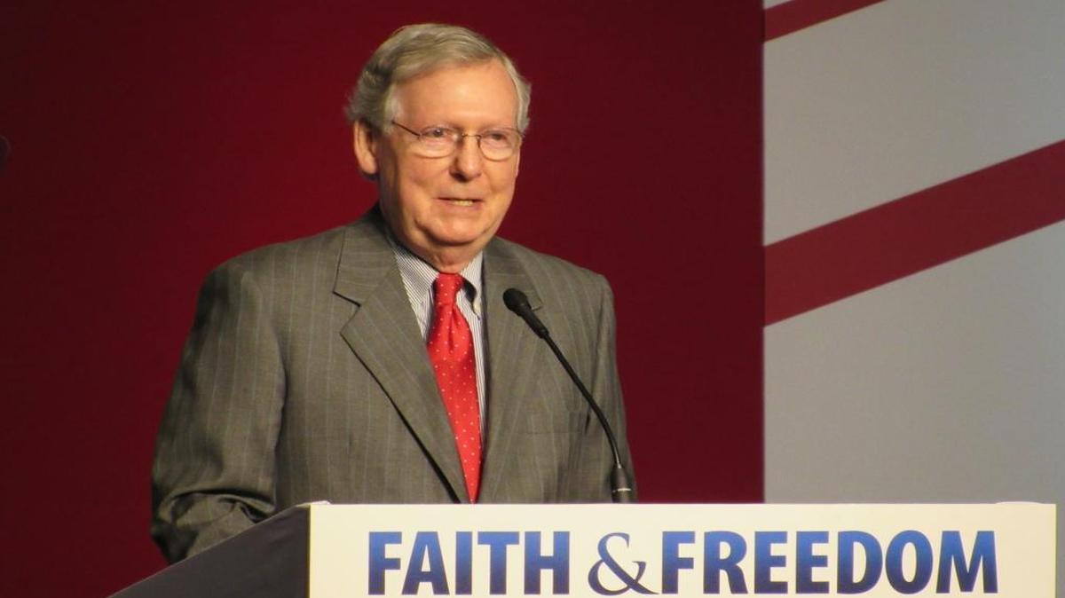 Senate Majority Leader Mitch McConnell speaks to the Road to Majority conference in Washington on Friday, June 10, 2016.
