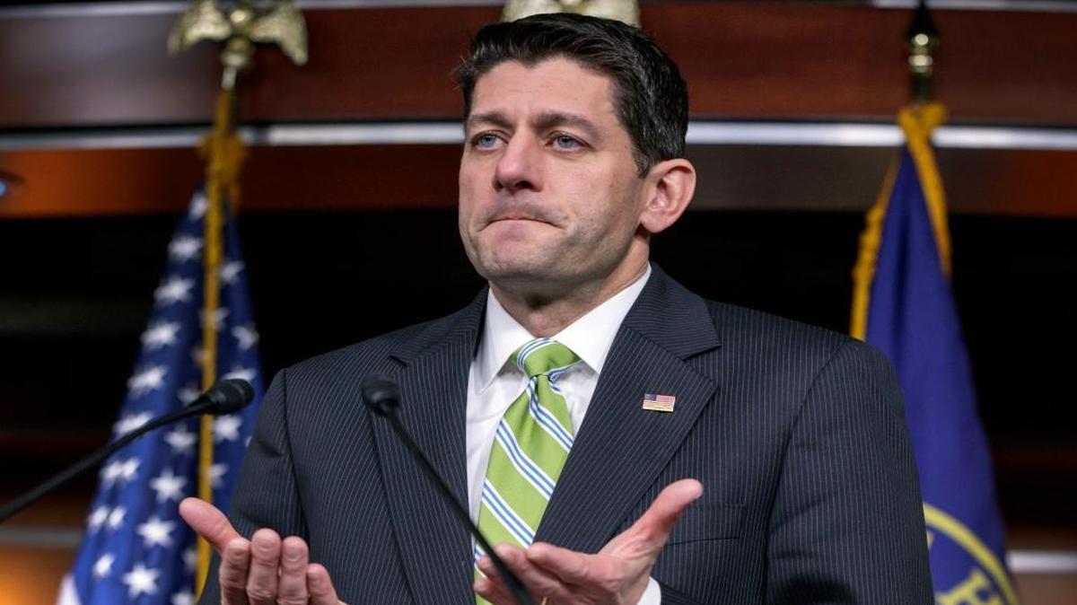 House Speaker Paul Ryan, R-Wis., announces that he is abruptly pulling the troubled Republican health care overhaul bill off the House floor, short of votes and eager to avoid a humiliating defeat for President Donald Trump and GOP leaders, at the Capitol in Washington, Friday, March 24, 2017.