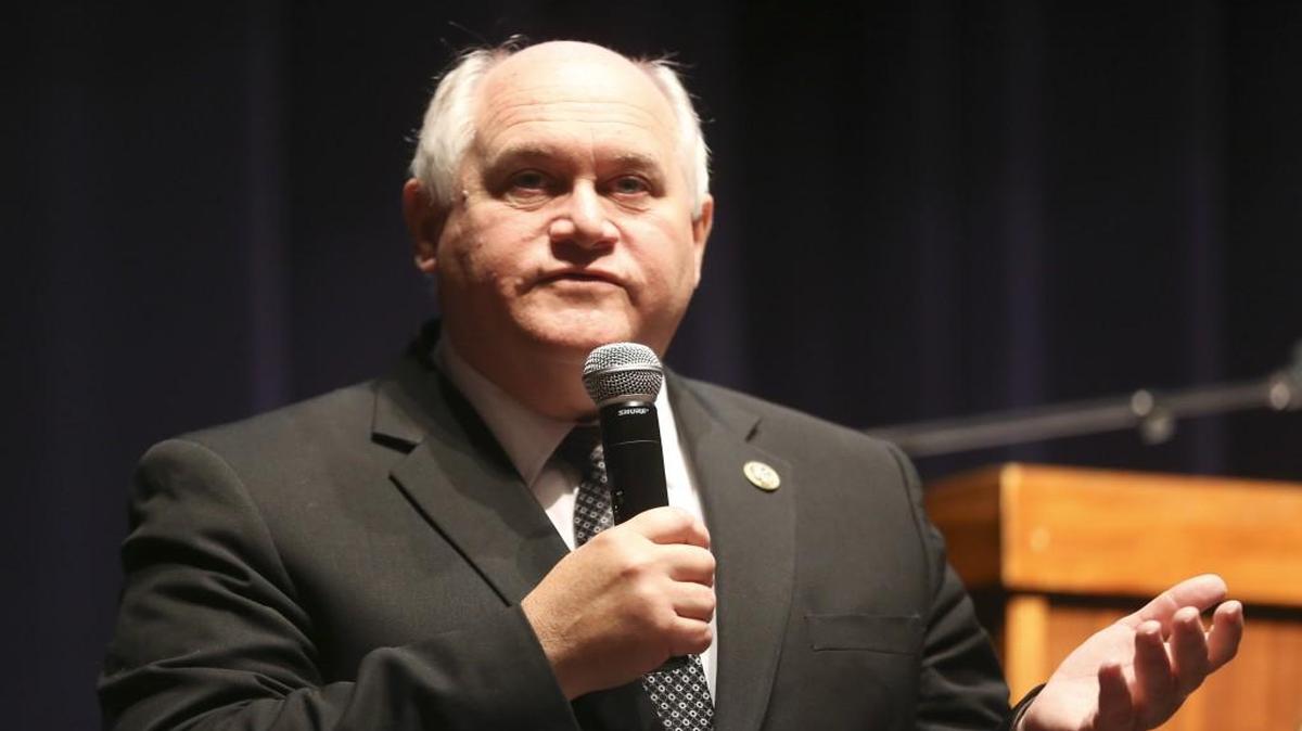 U.S. Rep. Ron Estes held a town hall discussion at Newman University in August.