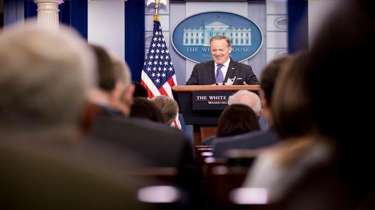 White House Press Secretary Sean Spicer speaks during the daily news briefing at the White House in Washington, Monday, March 13, 2017.