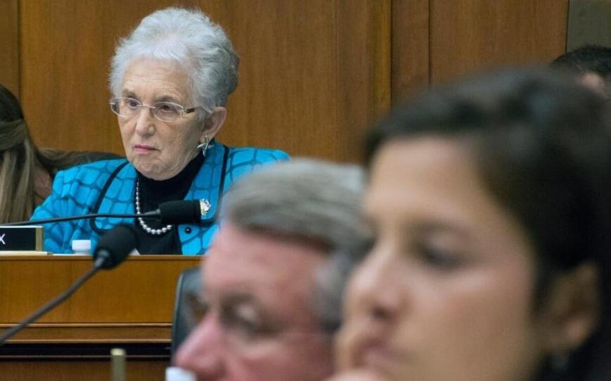 Rep. Virginia Foxx, R-N.C., listens to testimony at a House Education Committee hearing in Washington, D.C., on March 15, 2016.