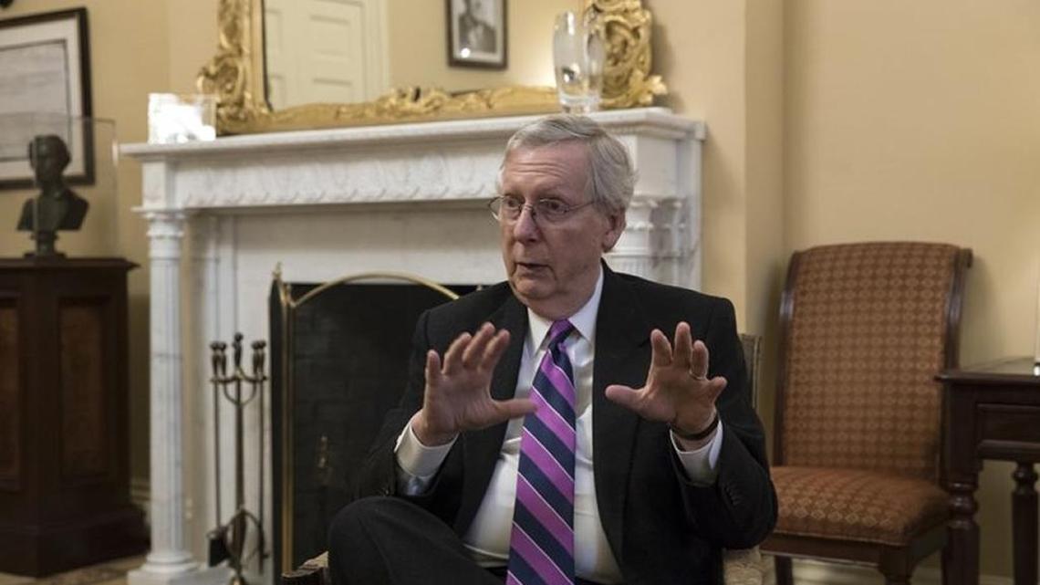 Senate Majority Leader Mitch McConnell, R-Ky., in his Capitol Hill office on Thursday, Dec. 21, 2017.