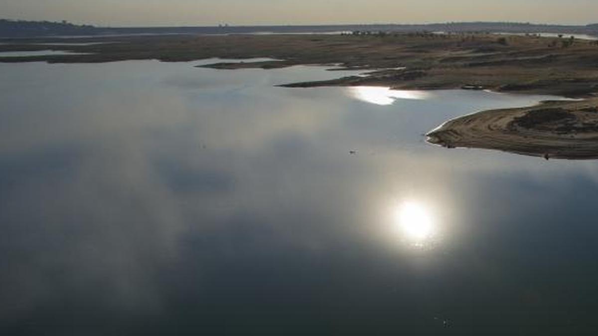 A view of the receding waterline from the east end of Folsom lake on Wednesday afternoon, Oct. 14, 2015.