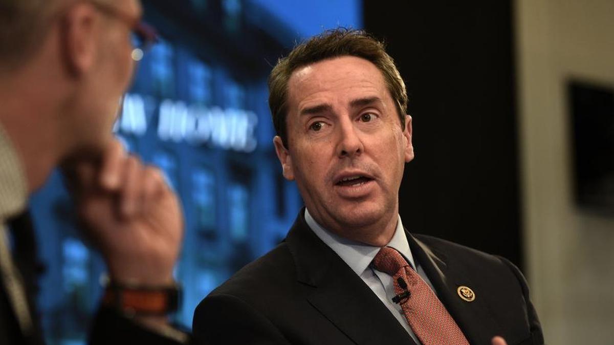 Rep. Mark Walker from North Carolina, chair of the Republican Study Committee, addresses Arthur C. Brooks while discussing "Conservatism in the 115th Congress" at the American Enterprise Institute Auditorium in Washington.