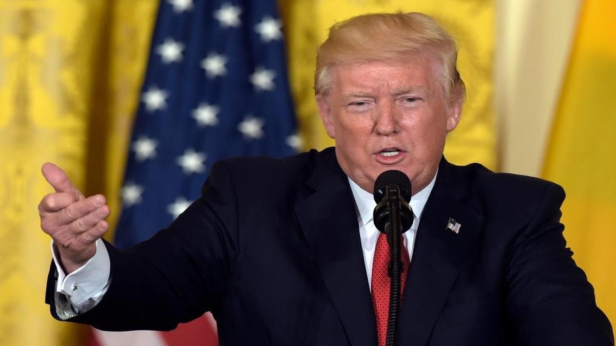 In this May 18, 2017, file photo, President Donald Trump speaks in the East Room of the White House in Washington. Lawmakers treated to a posh resort weekend by Club for Growth praised Trump’s proposed budget cuts the same weekend they were in Palm Beach, Florida for the retreat.