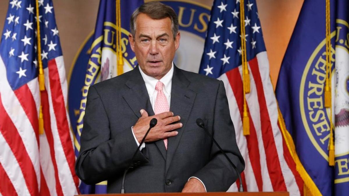 
House Speaker John Boehner of Ohio speaks during a news conference on Capitol Hill in Washington, Friday, Sept. 25, 2015. In a stunning move, Boehner informed fellow Republicans on Friday that he would resign from Congress at the end of October, stepping aside in the face of hardline conservative opposition that threatened an institutional crisis. 
