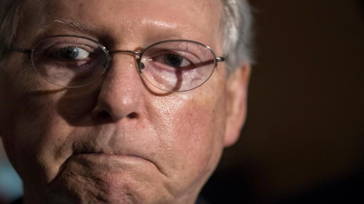 Senate Majority Leader Mitch McConnell, R-Ky., pauses as he speaks following a closed-door strategy session at the Capitol in Washington, Tuesday, June 20, 2017. Sen. McConnell says Republicans will have a "discussion draft" of a GOP-only bill scuttling former President Barack Obama's health care law by Thursday.