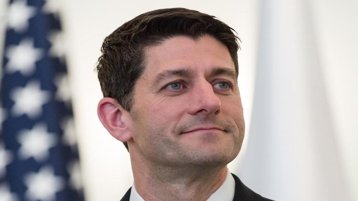 House Speaker Paul Ryan speaks to the media after a meeting with Polish President Andrzej Duda on April 21, 2017, in the presidential palace in Warsaw, Poland. Ryan will likely need Democratic votes to pass a budget proposal to fund the government through September.