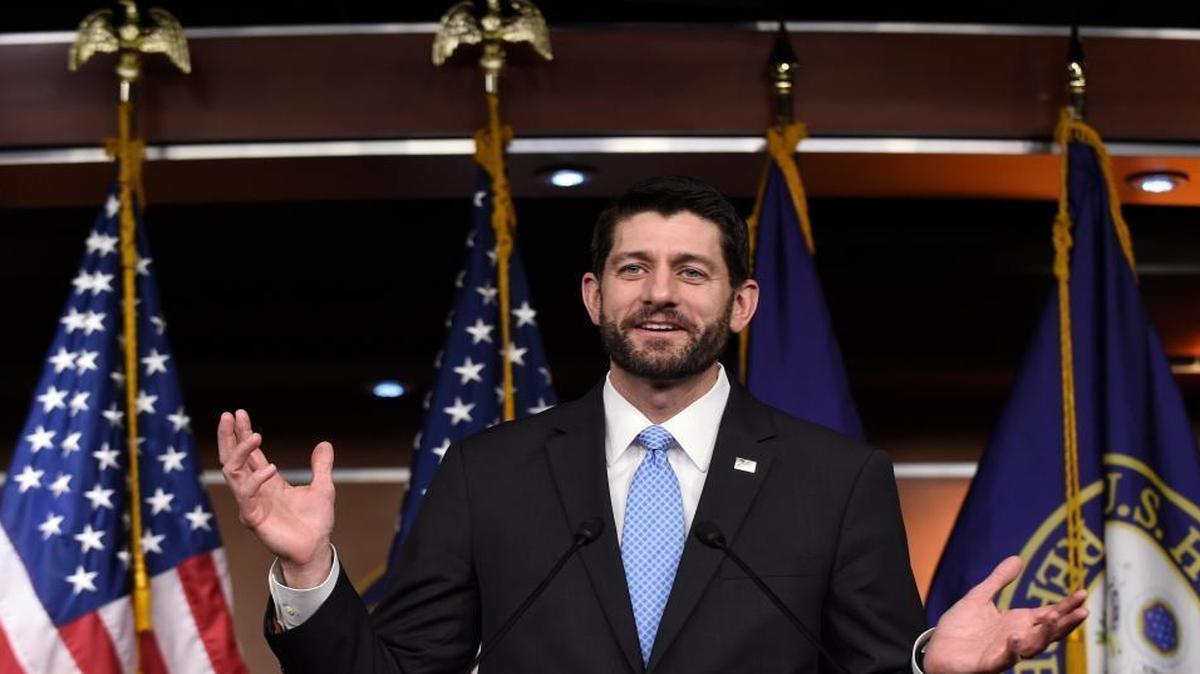 House Speaker Paul Ryan of Wis. gestures during an end-of-the-year news conference on Capitol Hill in Washington, Thursday, Dec. 17, 2015, as the Congress moves toward passage of a $1.1 trillion omnibus spending bill.