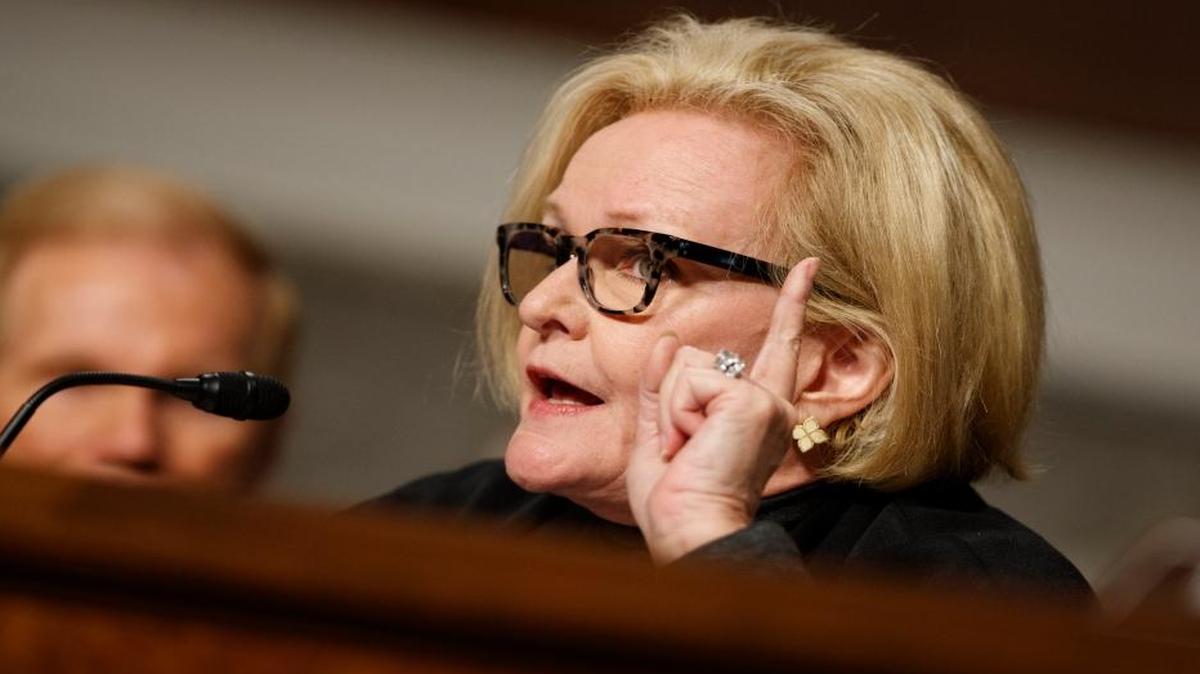 Sen. Claire McCaskill, D-Mo., speaks on Capitol Hill in Washington, Jan. 5, 2017, during the Senate Armed Services Committee's hearing "Foreign Cyber Threats to the United States."
