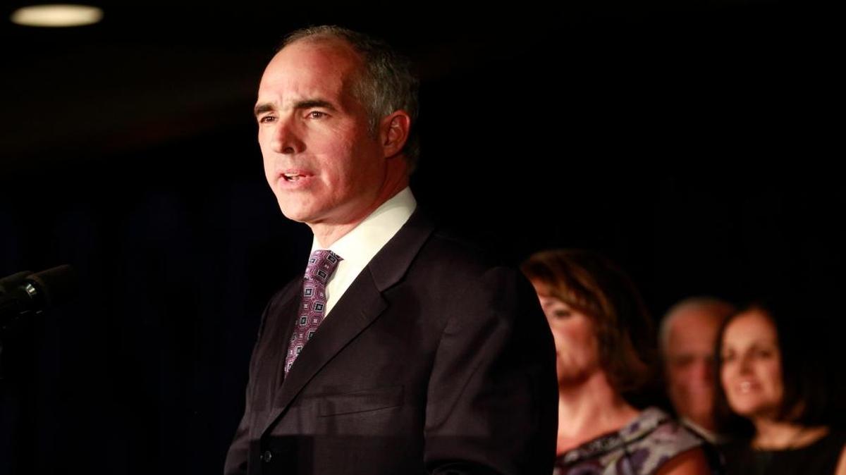 Sen. Bob Casey, D-Pa., gives a thumbs up as he’s re-elected on Tuesday, November 6, 2012.
