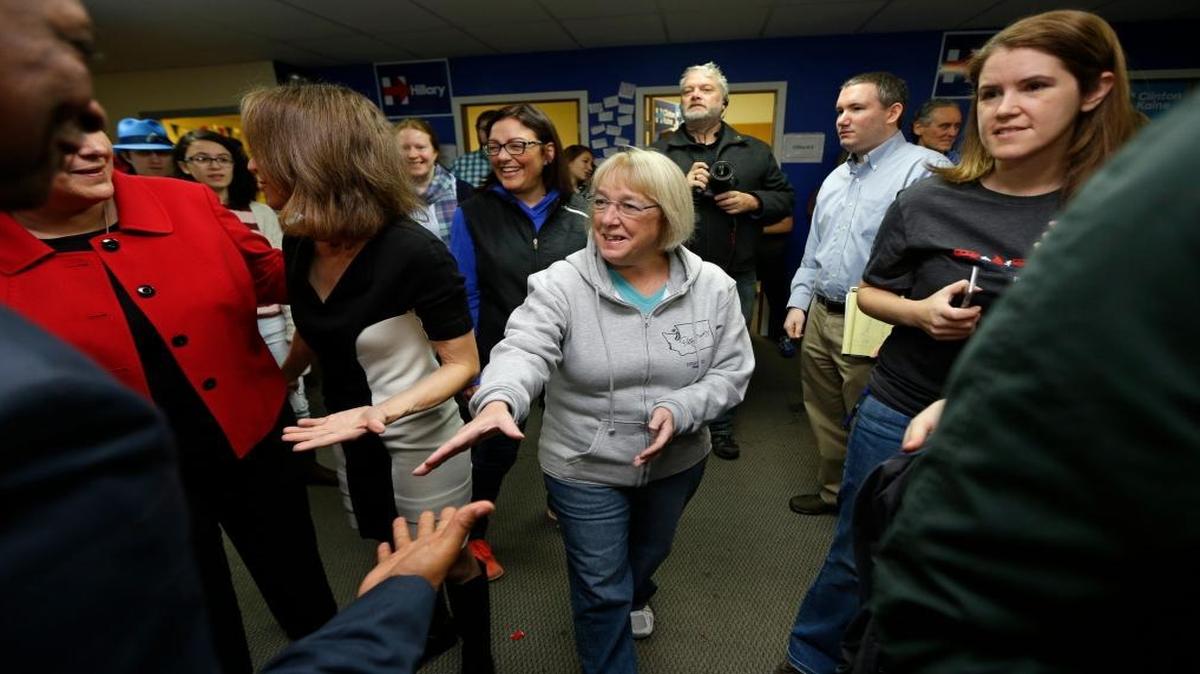 Washington state Democratic Sen. Patty Murray, ranking member on the Senate Health, Education, Labor and Pensions Committee, is leading the opposition against three of President Donald Trump’s Cabinet nominees as she begins her 25th year in the U.S. Senate. She’s shown shaking hands on Nov. 4, 2016, before speaking to campaign volunteers and supporters at a rally in Seattle.