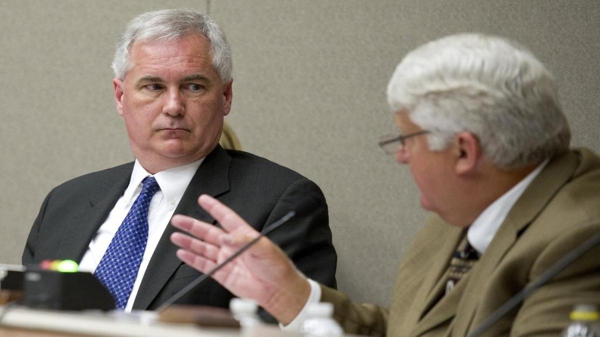 Rep. Tom McClintock, R-Calif., left, seen in 2011, told the House of Representatives on Thursday that Californians are subject to the most restrictive gun laws. He also told his colleagues that he had been on the no-fly anti-terrorism list.