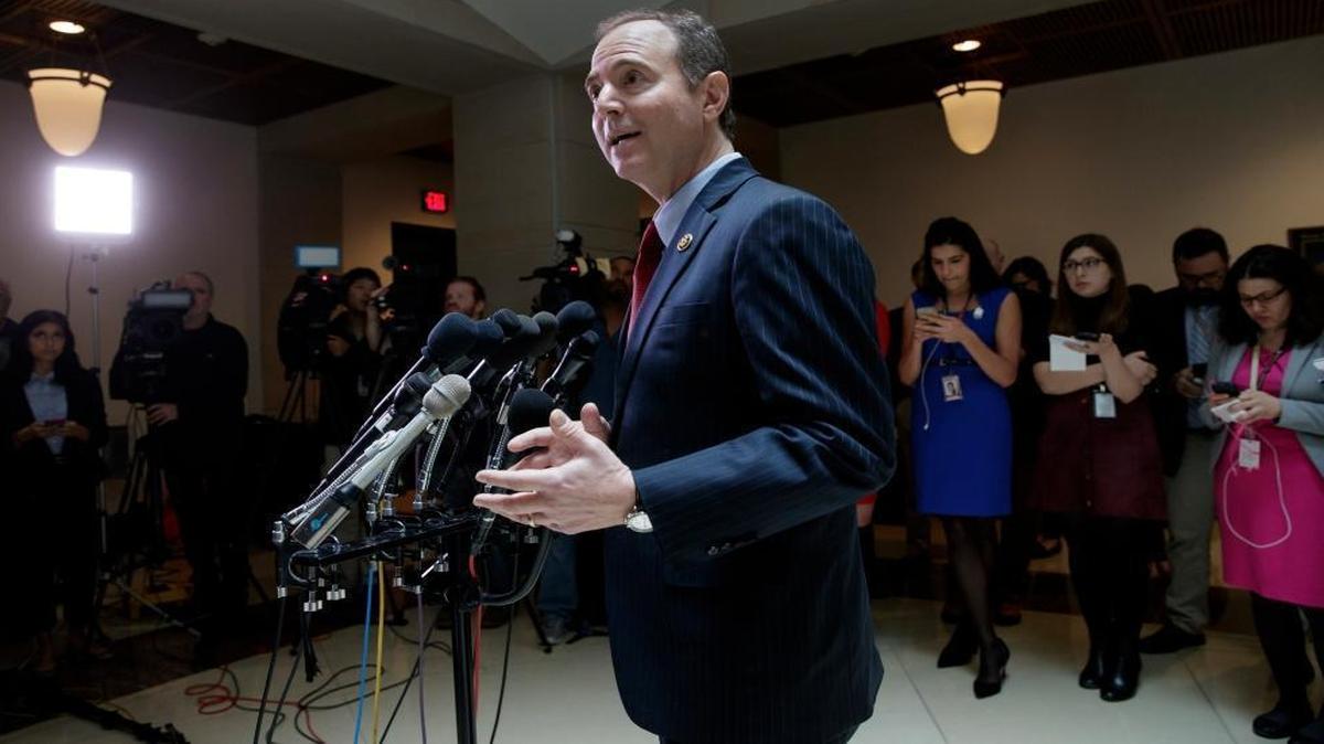 Rep. Adam Schiff, D-Calif., the ranking member of the House Intelligence Committee, speaking to reporters on Capitol Hill Friday.