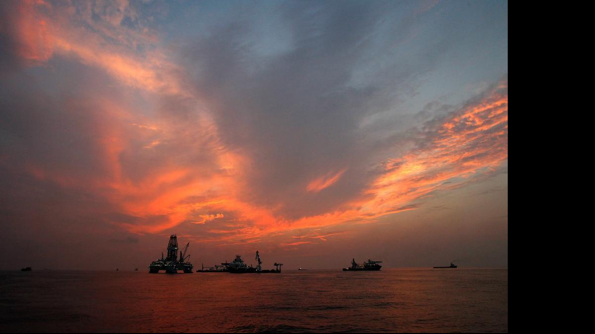 
This Saturday, Sept. 4, 2010, file photo shows vessels assisting in the drilling of the Deepwater Horizon relief well on the Gulf of Mexico near the coast of Louisiana at sunset. The BP leak, the worst-ever in offshore U.S. waters, occurred at a well that the company was in the process of temporarily closing.
