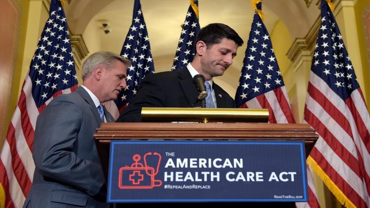 House Speaker Paul Ryan of Wis., right, takes his notes as he and House Majority Whip Kevin McCarthy, R-Calif., walk away following a news conference on the American Health Care Act on Capitol Hill in Washington, Tuesday, March 7, 2017.