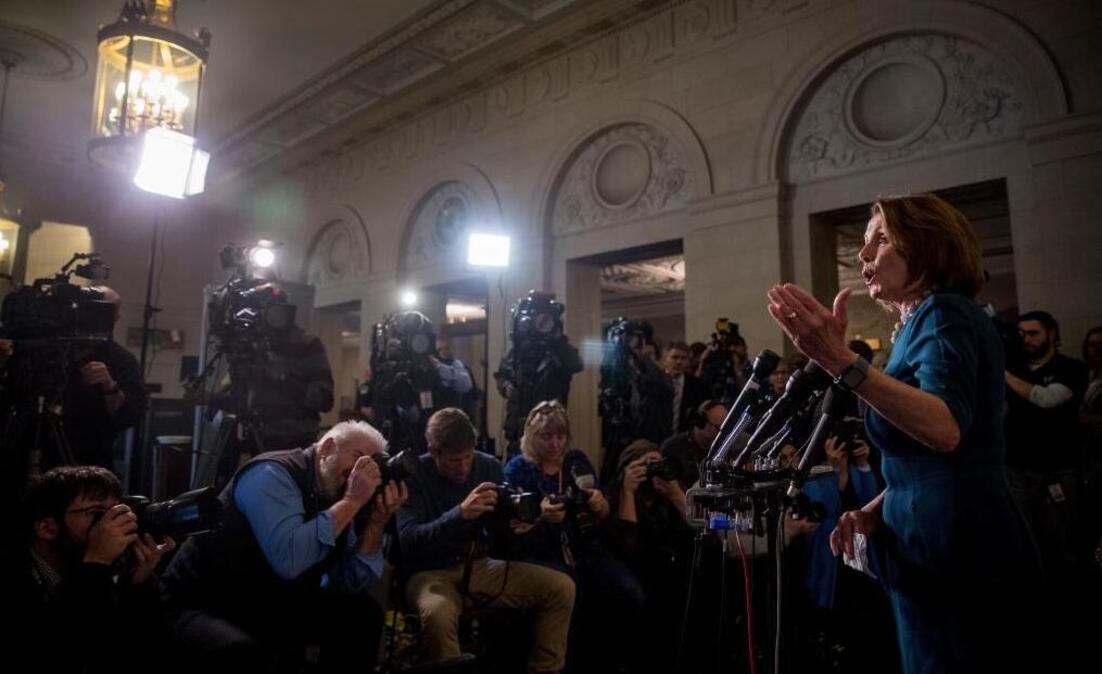 House Minority Leader Nancy Pelosi of Calif. speaks to members of the media following House Democratic Caucus elections on Capitol Hill in Washington, Wednesday, Nov. 30, 2016, for House leadership positions. Rep. Tim Ryan, D-Ohio, challenged House Minority Leader Nancy Pelosi of Calif., but lost, 134-63.