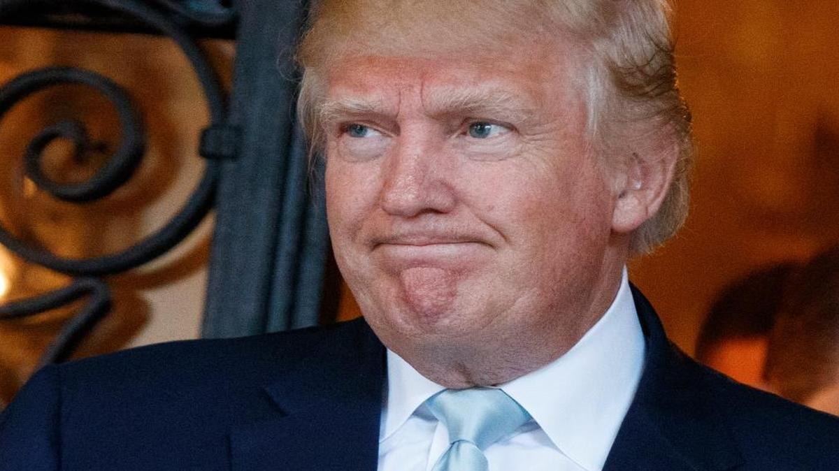 President-elect Donald Trump talks to reporters at Mar-a-Lago in Palm Beach, Fla., in December.