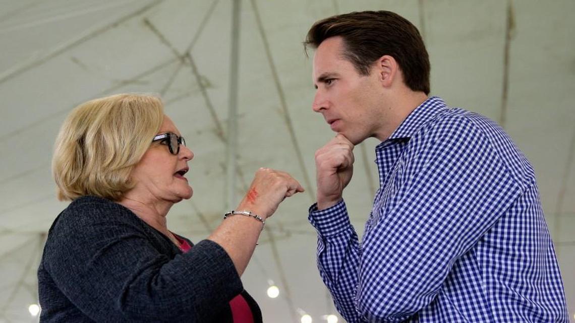 Democratic U.S. Sen. Claire McCaskill spoke with Missouri Attorney General Josh Hawley in August at the Missouri State Fair in Sedalia. Hawley on Tuesday announced that he would seek McCaskill’s seat in 2018.