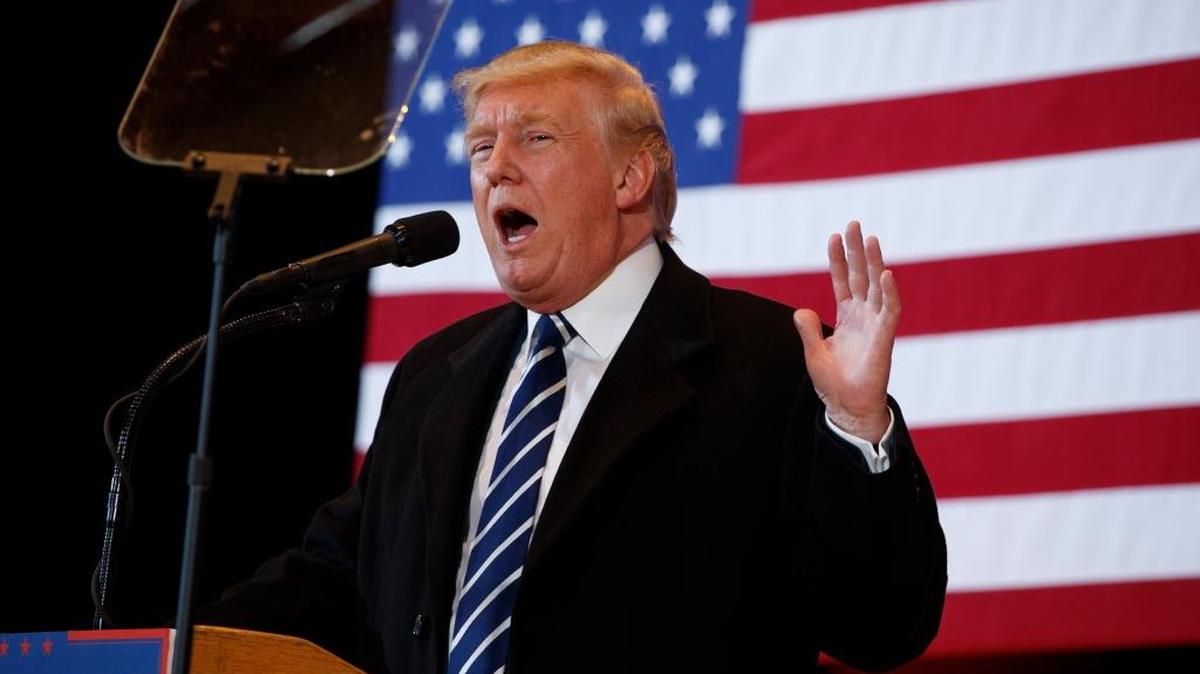 Republican presidential candidate Donald Trump speaks during a campaign rally Friday in Cedar Rapids, Iowa.