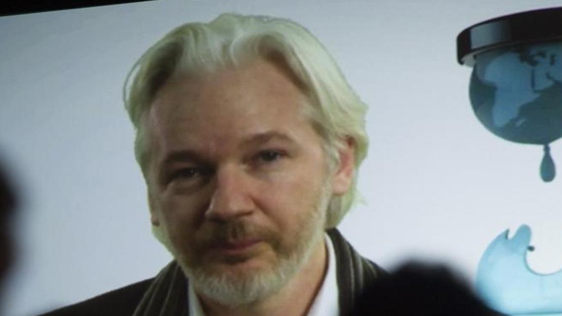 Julian Assange, founder of the WikiLeaks website, speaks during a panel discussion at the South By Southwest (SXSW) Interactive Festival in Austin, Texas, on March 8, 2014.