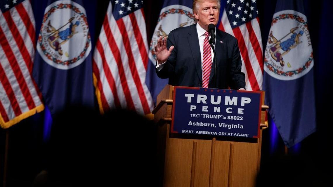 Republican presidential candidate Donald Trump speaks during a campaign rally at Briar Woods High School on Aug. 2 in Ashburn, Va.