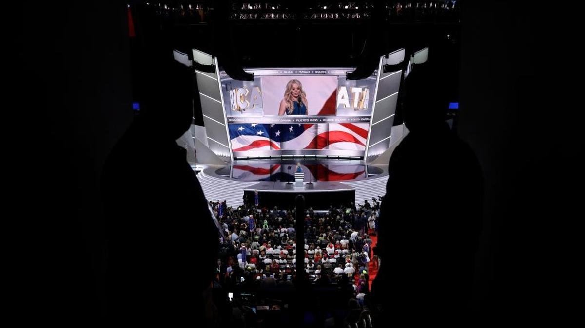 Tiffany Trump, daughter of Republican Presidential Candidate Donald Trump, speaks during the second day session of the Republican National Convention in Cleveland Tuesday.