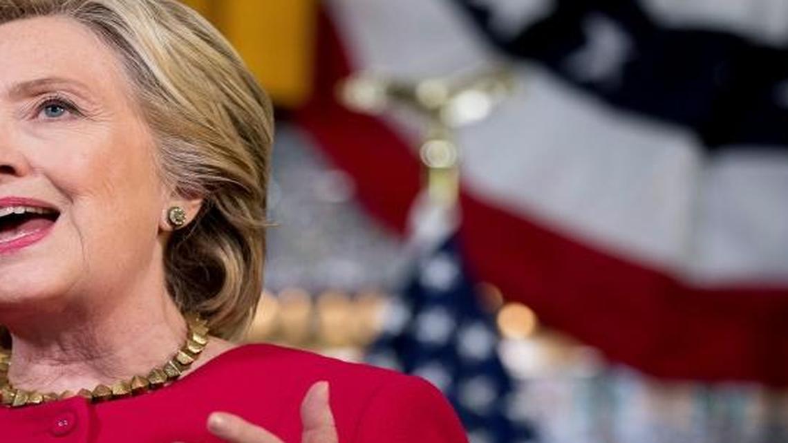 FILE - In this Oct. 4, 2016 file photo, Democratic presidential candidate Hillary Clinton speaks in Harrisburg, Pa. For Clinton, October is the month when she's likely to win or lose the election, not the official Election Day on Nov. 8. By the third week of this month, her campaign hopes to have a solid enough sample of the early vote to know whether the Democrat is on track to win the White House.