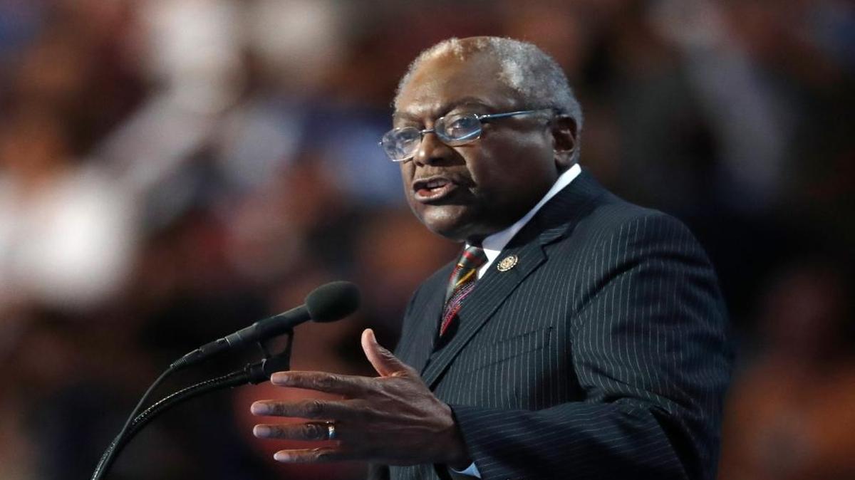 Rep. James Clyburn, D-S.C., speaks during the final day of the Democratic National Convention in Philadelphia on Thursday, July 28, 2016.