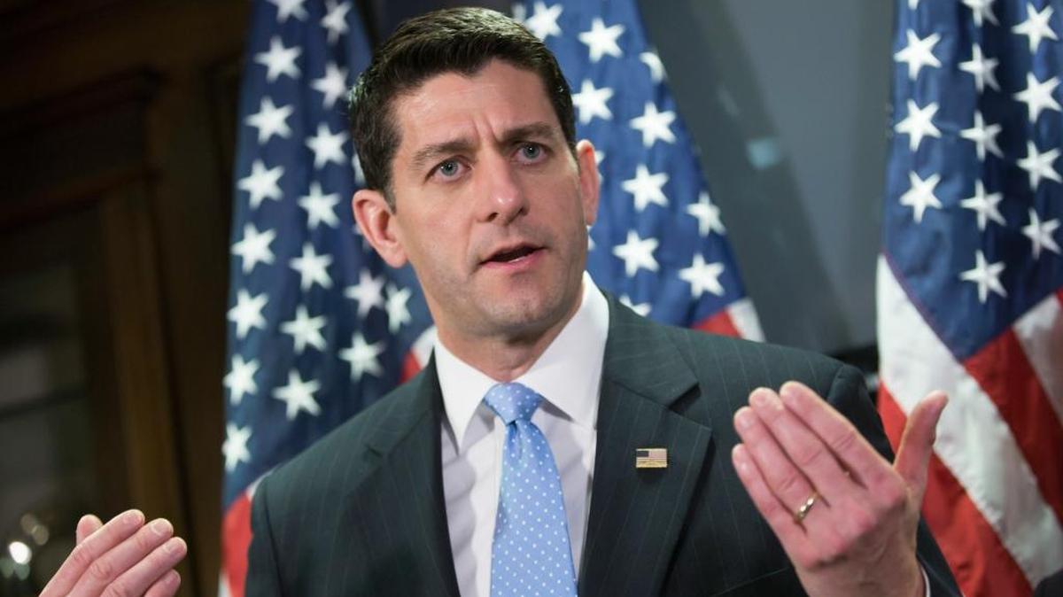In this photo taken Feb. 2, 2016, House Speaker Paul Ryan of Wis. speaks in Washington. Ryan said Wednesday, Feb. 3, 2016, Republicans need to stop fighting angrily among themselves and not be distracted by guns or other "hot-button" issues that President Barack Obama raises.