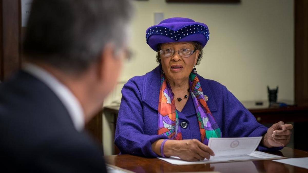 Democratic Rep. Alma Adams said Friday she had decided to seek re-election despite the North Carolina legislature’s approval of a proposed redistricting plan that would shift her entire congressional district to Charlotte and Mecklenburg County, 90 miles from her Greensboro home. Here, Adams speaks in Washington, D.C., on Oct. 28, 2015.