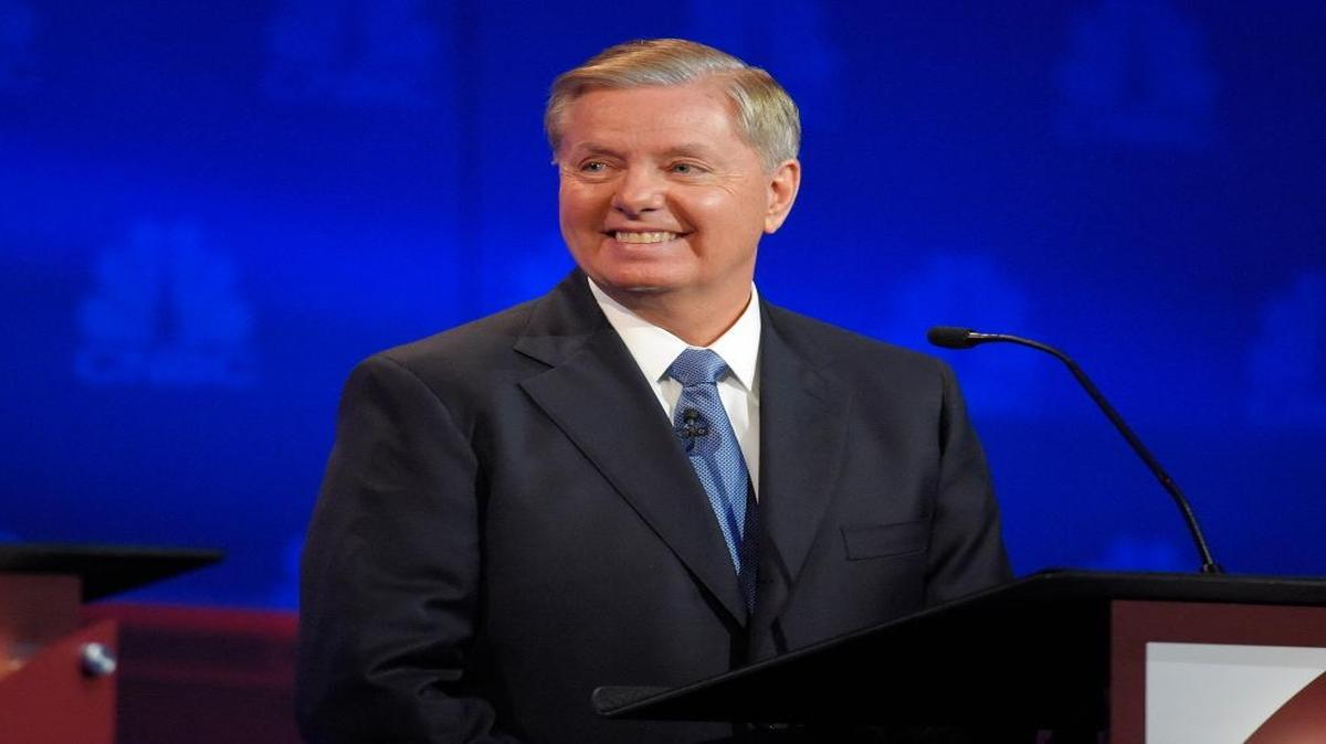 Lindsey Graham appears during the CNBC Republican presidential debate at the University of Colorado, Wednesday, Oct. 28, 2015, in Boulder, Colo.
