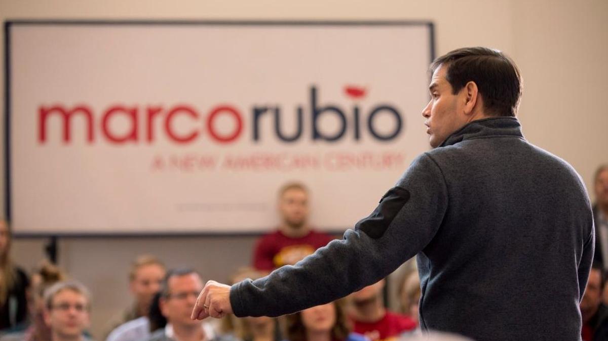 Republican presidential candidate Sen. Marco Rubio, R-Fla., speaks at a town hall at the Iowa State University Alumni Center in Ames, Iowa, Saturday.