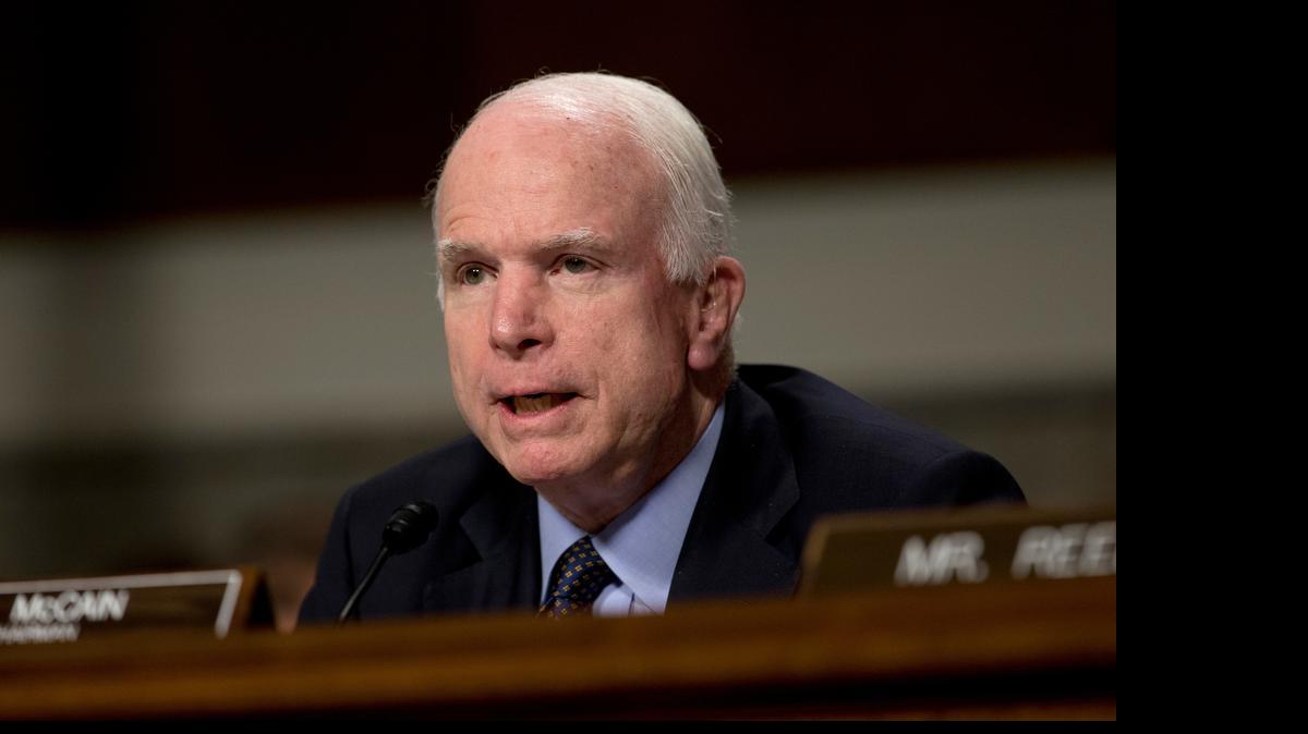 
Sen. John McCain Monday said Donald Trump owes him no apology. Trump Saturday disparaged the war record of McCain, a prisoner of war during the Vietnam War.
