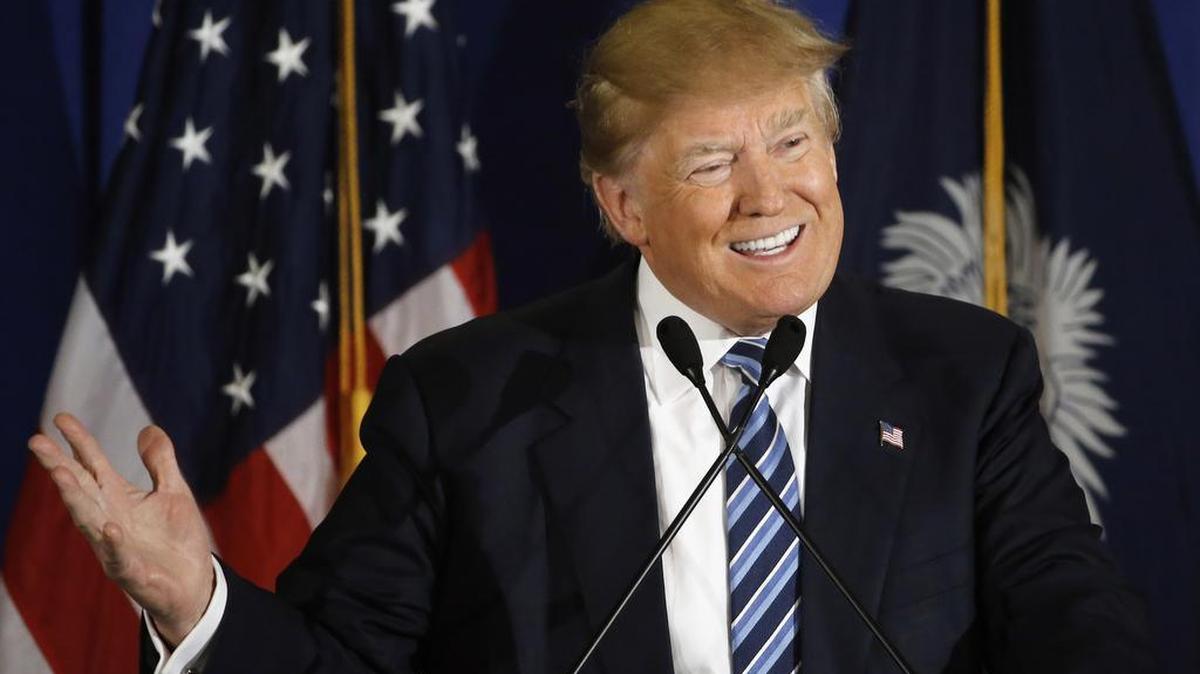 Republican presidential candidate Donald Trump speaks during a campaign stop Thursday in Kiawah Island, S.C.