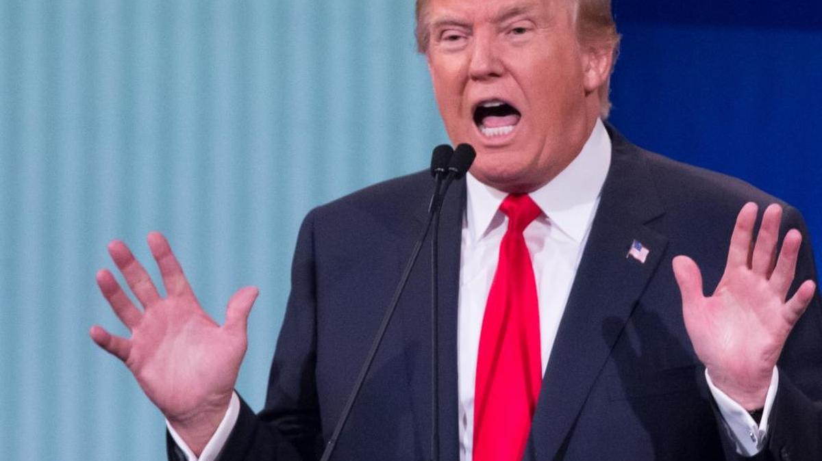 
Republican presidential candidate Donald Trump participates in the first Republican presidential debate at the Quicken Loans Arena Thursday. 
