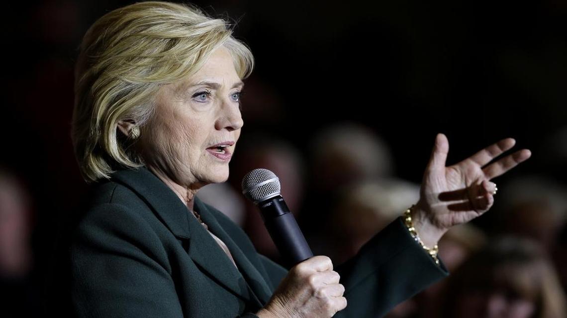 Hillary Clinton speaks to supporters on Nov. 22 in Clinton, Iowa. Bernie Sanders and Martin O’Malley trail far behind her in fundraising and most polls.