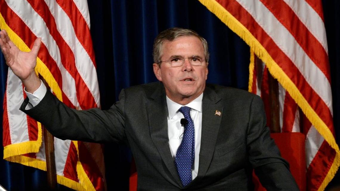 
Jeb Bush at the Reagan Presidential Library in Simi Valley, Calif., on Tuesday where he gave his version of Middle East policy.

