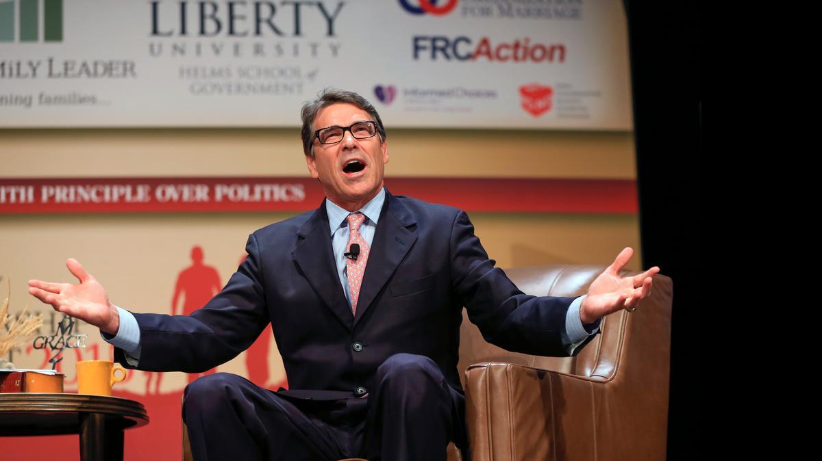 
Republican presidential candidate, former Texas Gov. Rick Perry, speaks at the Family Leadership Summit in Ames, Iowa, Saturday, July 18, 2015. 
