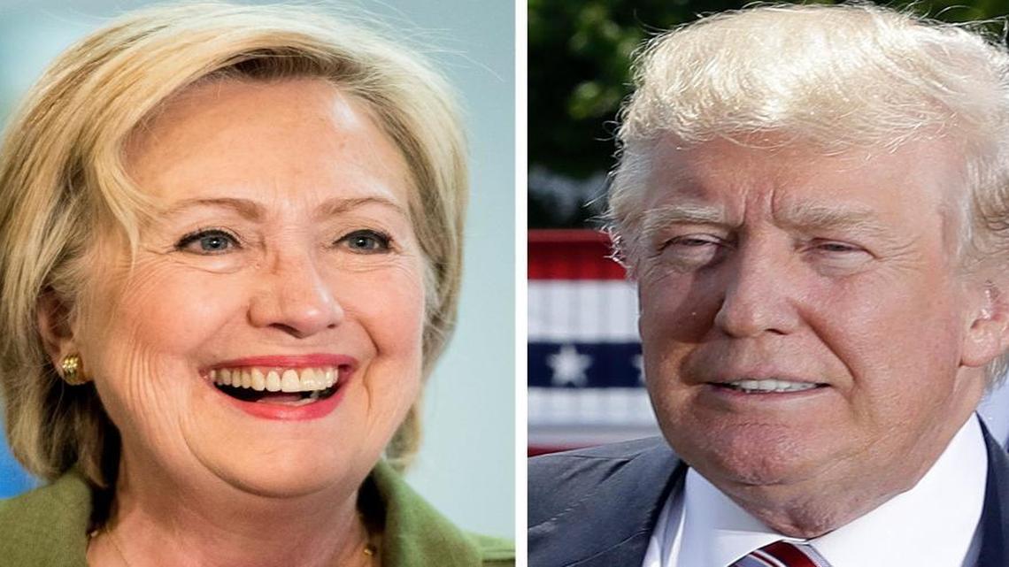 Democratic presidential candidate Hillary Clinton and Republican presidential candidate Donald Trump in 2016 photos.
