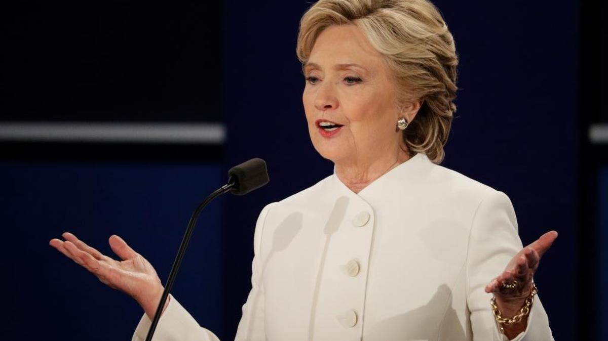 Democratic presidential nominee Hillary Clinton answers a question during the third presidential debate at UNLV in Las Vegas, Wednesday, Oct. 19, 2016.
