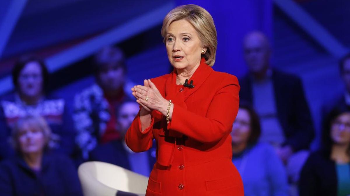 Democratic presidential candidate Hillary Clinton speaks during a CNN town hall at Drake University in Des Moines, Iowa, Monday, Jan. 25, 2016.