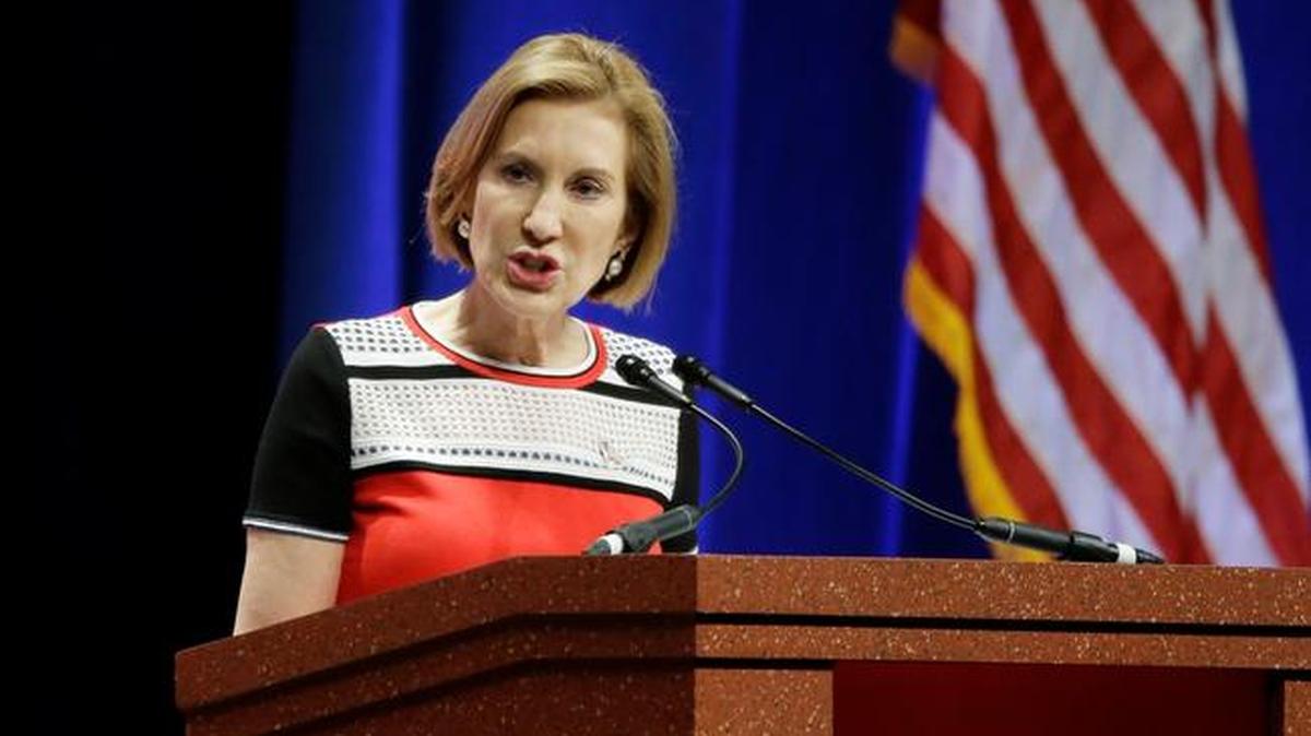 Republican presidential candidate Carly Fiorina, addresses the Sunshine Summit in Orlando, Fla., Saturday, Nov. 14, 2015.