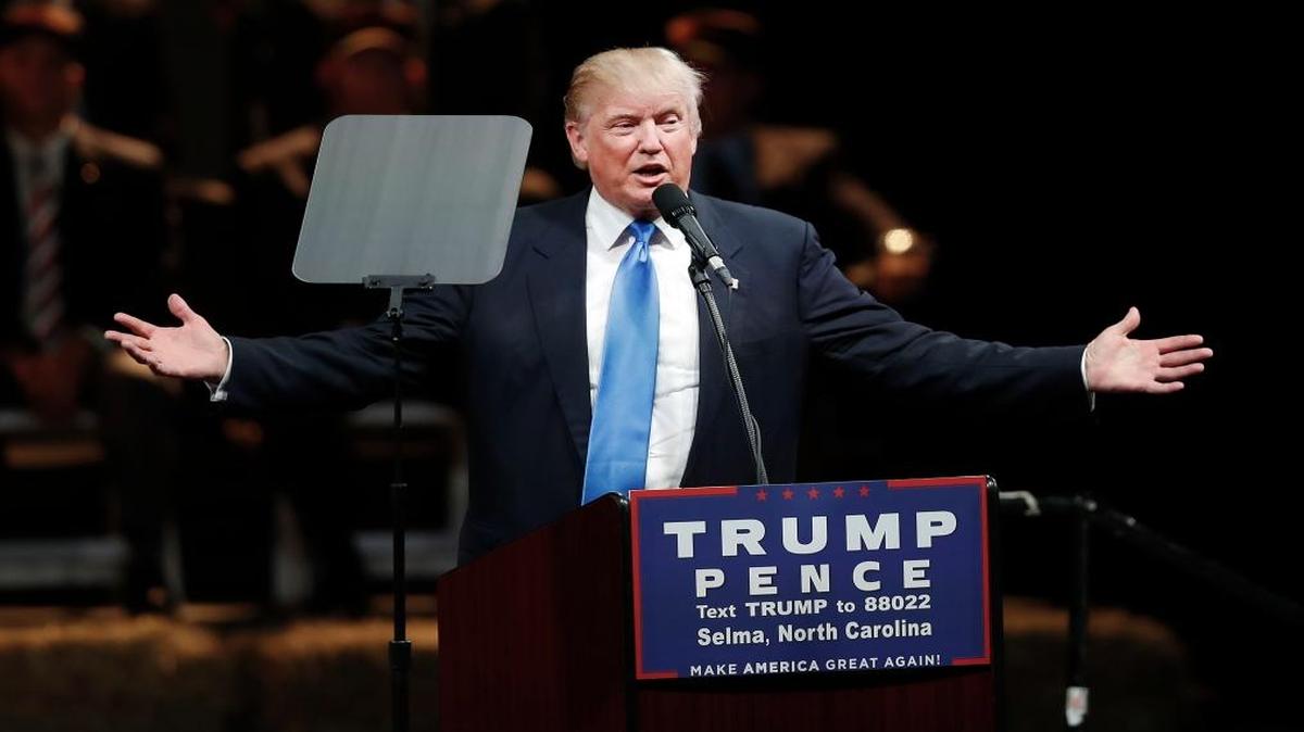Republican presidential candidate Donald Trump during a campaign rally Thursday, Nov. 3, 2016, in Selma, N.C. Automated bots produce a growing amount of political content on Twitter, experts have found.